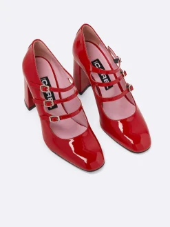 Red Patent Leather Mary Janes Pumps-Carel Discount