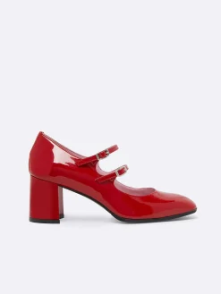 Red Patent Leather Mary Janes Pumps-Carel Flash Sale