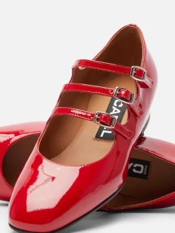 Red Patent Leather Mary Janes Ballet Flats-Carel Best Sale