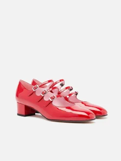 Red Patent Leather Mary Janes Pumps-Carel Discount