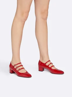 Red Patent Leather Mary Janes Pumps-Carel Discount