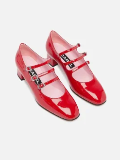 Red Patent Leather Mary Janes Pumps-Carel Discount