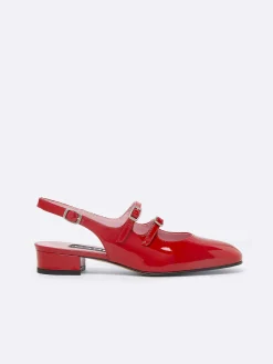 Red Patent Leather Slingback Mary Janes-Carel Sale