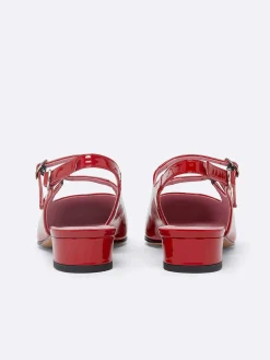 Red Patent Leather Slingback Mary Janes-Carel Sale