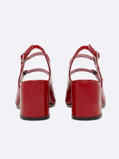 Red Patent Leather Slingback Mary Janes-Carel Fashion