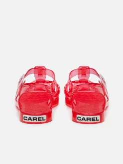 Red Plastic Sandals-Carel Fashion