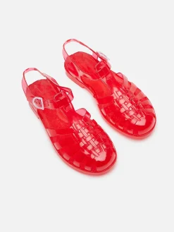 Red Plastic Sandals-Carel Fashion