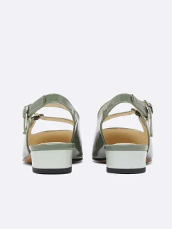 Sage Green And Water Green Patent Upcycled Leather Slingback Mary Janes-Carel Fashion