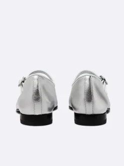 Silver And White Piping Leather Mary Janes-Carel Fashion