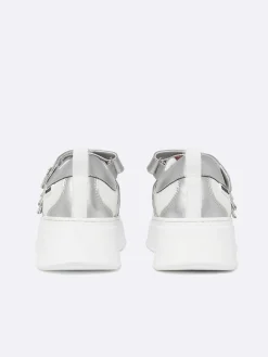 Silver Appleskin And White Mesh Sneakers-Carel Clearance