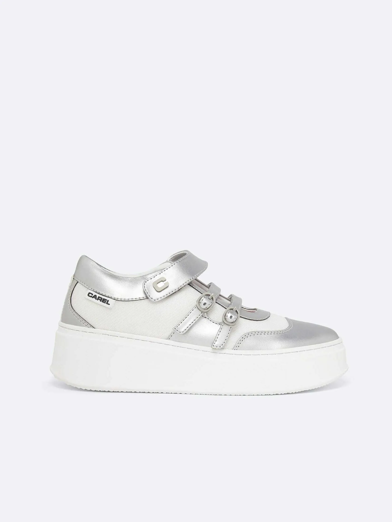 Silver Appleskin And White Mesh Sneakers-Carel Clearance