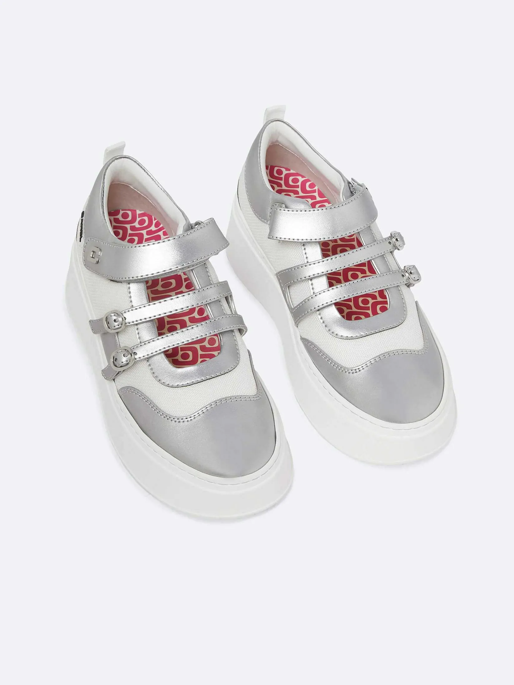 Silver Appleskin And White Mesh Sneakers-Carel Clearance