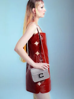 Silver Embossed Leather Bag-Carel Outlet