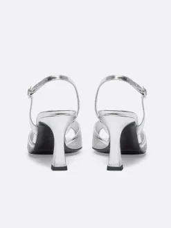 Silver Laminated Leather And Mesh Sandals-Carel Clearance