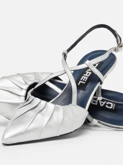 Silver Leather Slingback Pumps-Carel Store