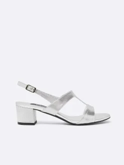 Silver Mesh Embossed Leather Sandals-Carel Best Sale