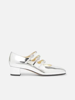 Silver Mirror Effect Leather Mary Janes Pumps-Carel Store