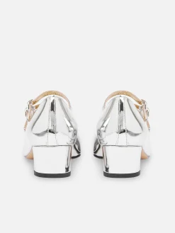 Silver Mirror Effect Leather Mary Janes Pumps-Carel Store