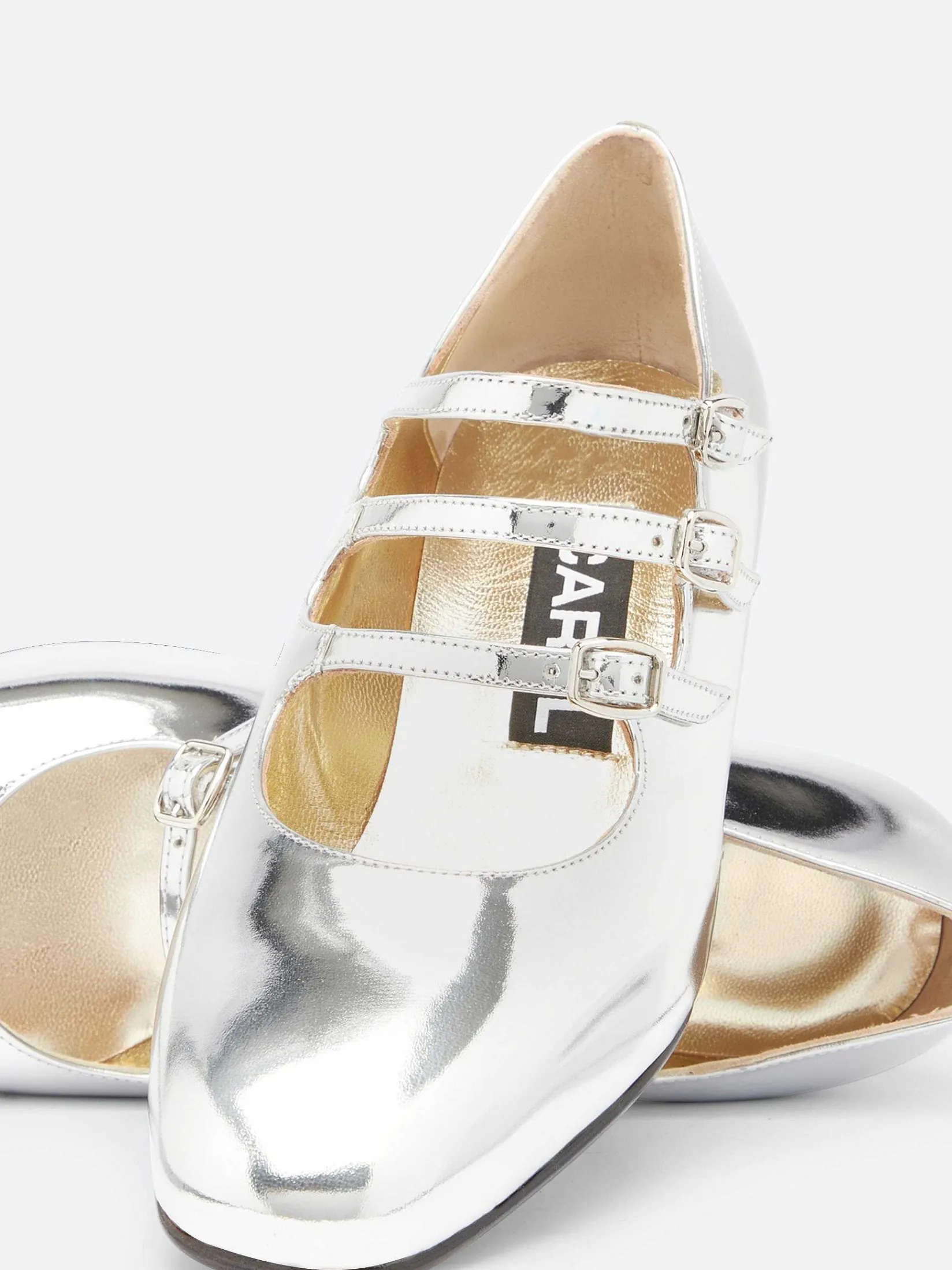 Silver Mirror Effect Leather Mary Janes Pumps-Carel Store