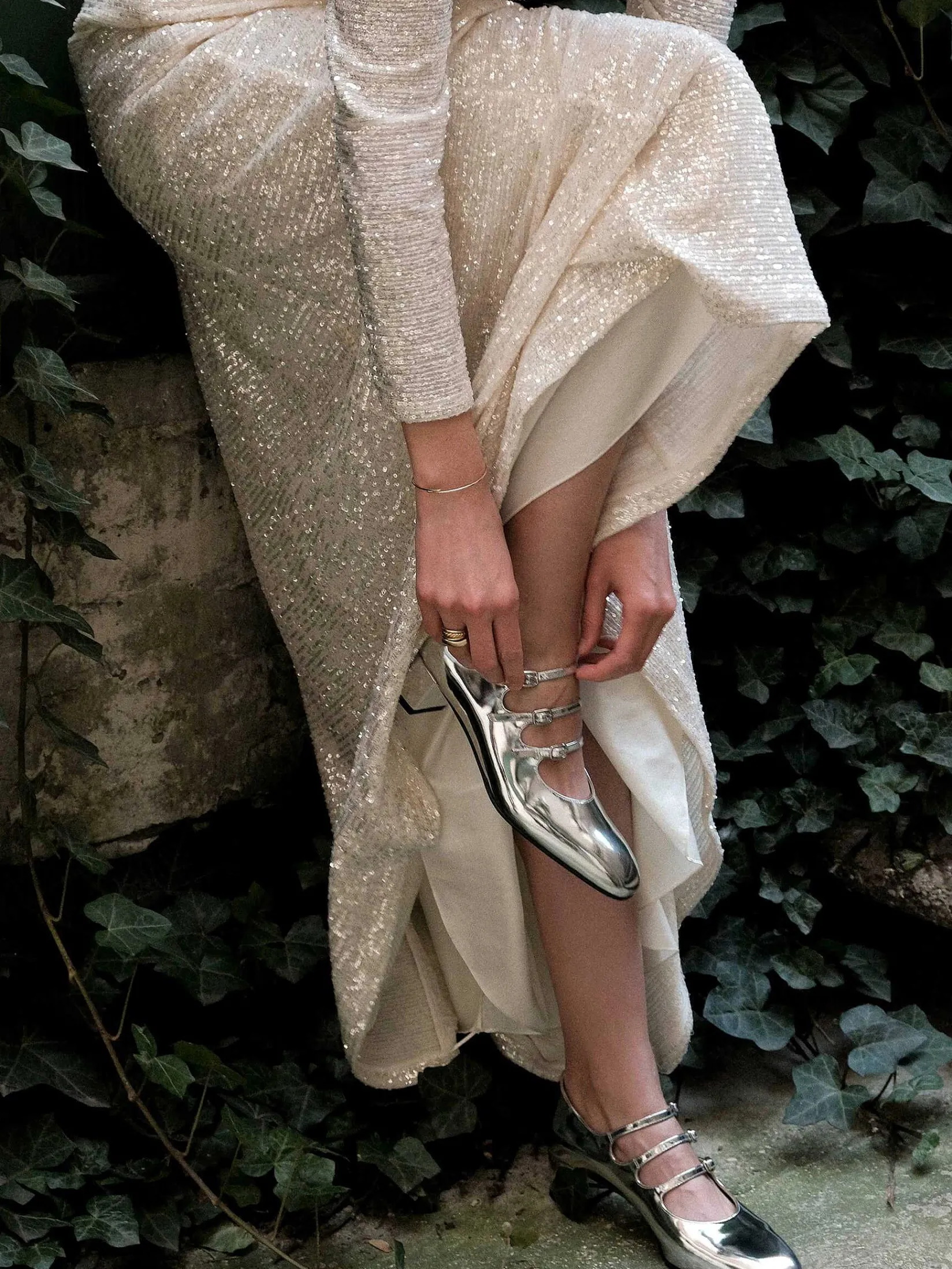 Silver Mirror Effect Leather Mary Janes Pumps-Carel Store