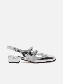 Silver Patent Leather And Mesh Slingback Mary Janes-Carel Store