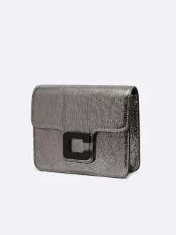 Silver Upcycled Leather Bag-Carel Cheap