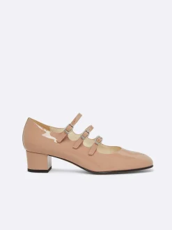 Taupe Upcycled Patent Leather Mary Janes Pumps-Carel Clearance