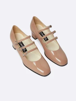 Taupe Upcycled Patent Leather Mary Janes Pumps-Carel Clearance
