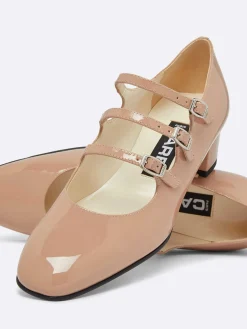 Taupe Upcycled Patent Leather Mary Janes Pumps-Carel Clearance