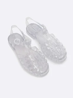 Transparent Plastic Glitter Sandals-Carel New