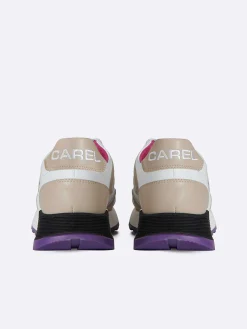 White And Beige Eco Nappa Sneakers-Carel Cheap