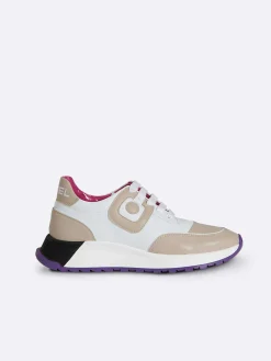 White And Beige Eco Nappa Sneakers-Carel Cheap