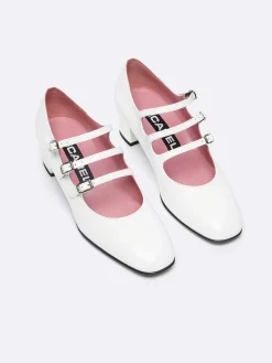 White Patent Leather Mary Janes Pumps-Carel Discount