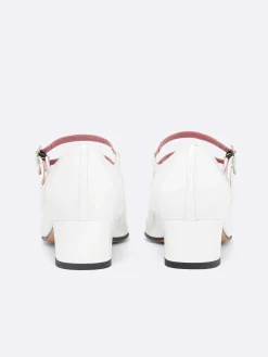 White Patent Leather Mary Janes Pumps-Carel Discount