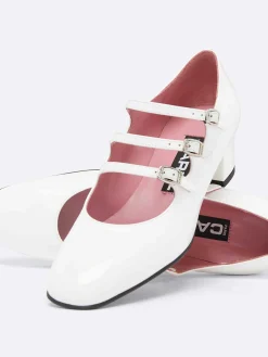 White Patent Leather Mary Janes Pumps-Carel Discount
