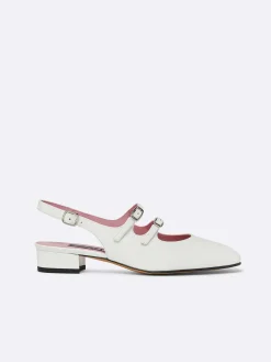 White Patent Leather Slingback Mary Janes-Carel Hot