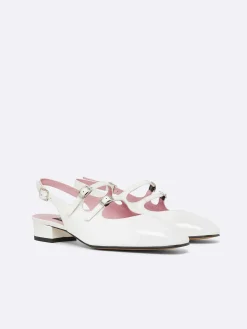 White Patent Leather Slingback Mary Janes-Carel Hot