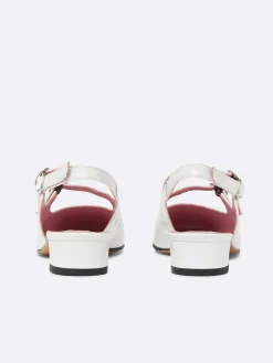 White Patent Leather Slingback Mary Janes-Carel Hot