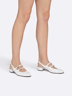 White Patent Leather Slingback Mary Janes-Carel Hot