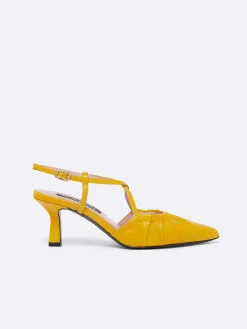 Yellow Upcycled Naplack Leather Slingback Pumps-Carel Flash Sale