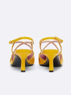 Yellow Upcycled Naplack Leather Slingback Pumps-Carel Flash Sale