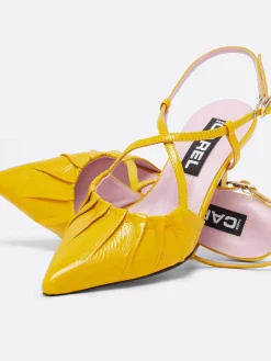 Yellow Upcycled Naplack Leather Slingback Pumps-Carel Flash Sale
